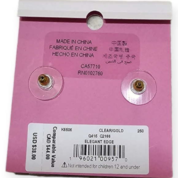 Kate Spade Elegant Edge Clear/Gold Round Studs - Picture 4 of 5